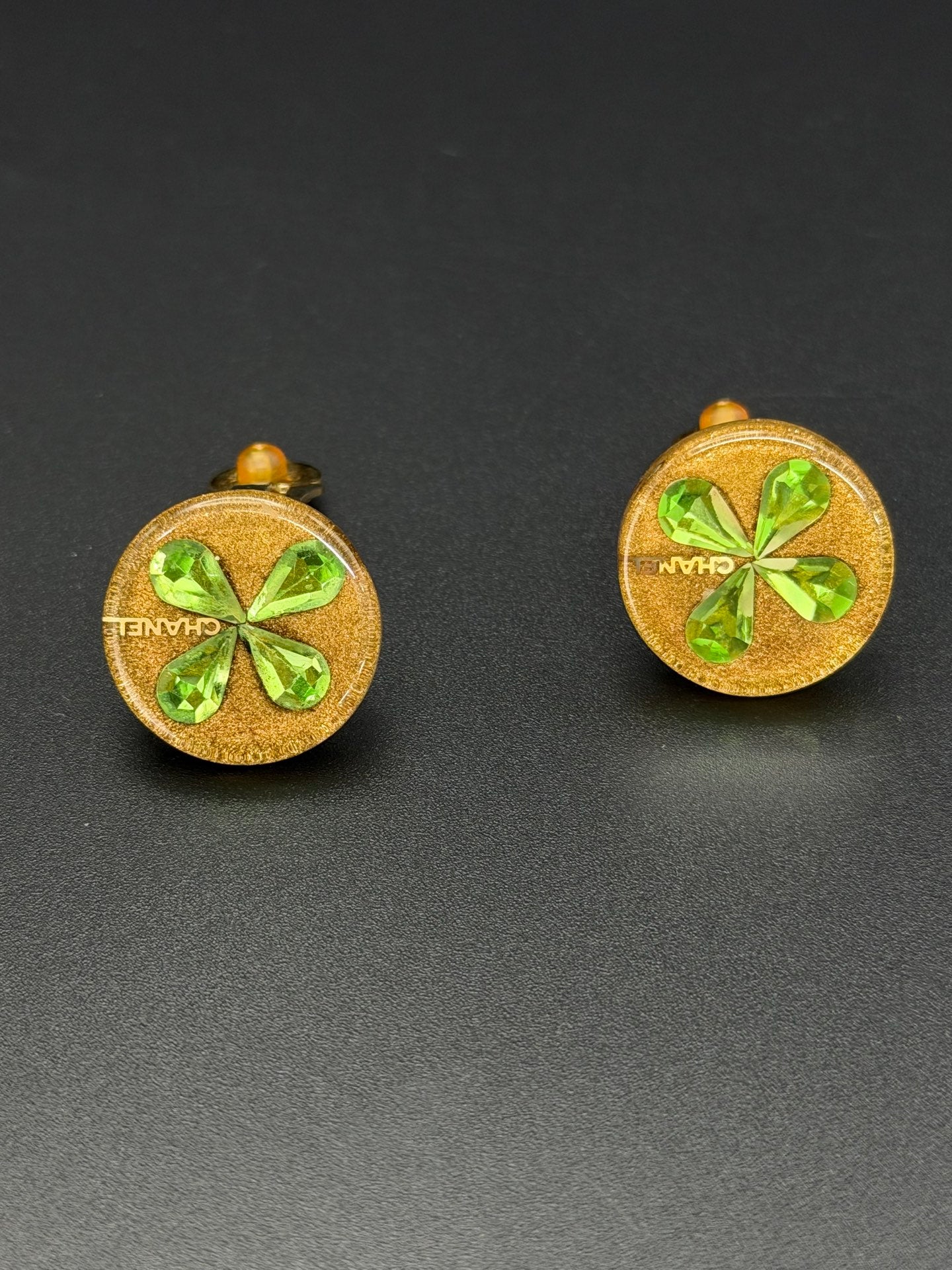 Chanel Glitter Resin Clover Clip-on Earrings