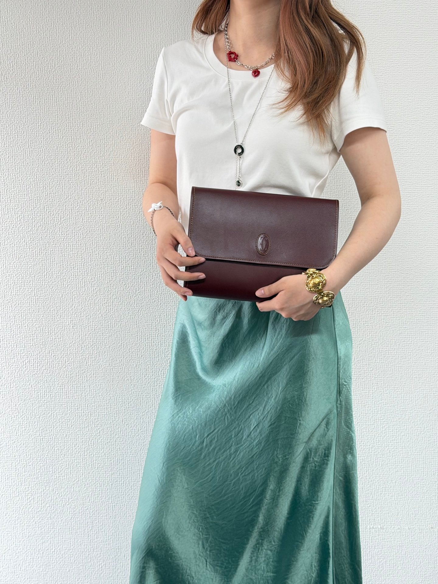 Cartier Vintage Must de Cartier Bordeaux Leather Clutch Bag