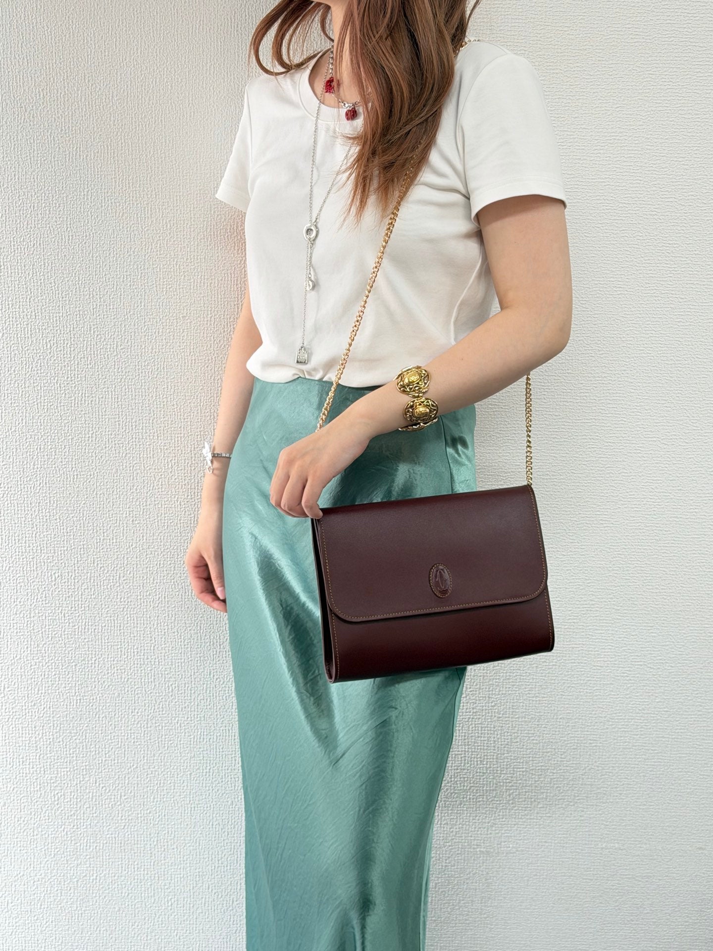 Cartier Vintage Must de Cartier Bordeaux Leather Clutch Bag