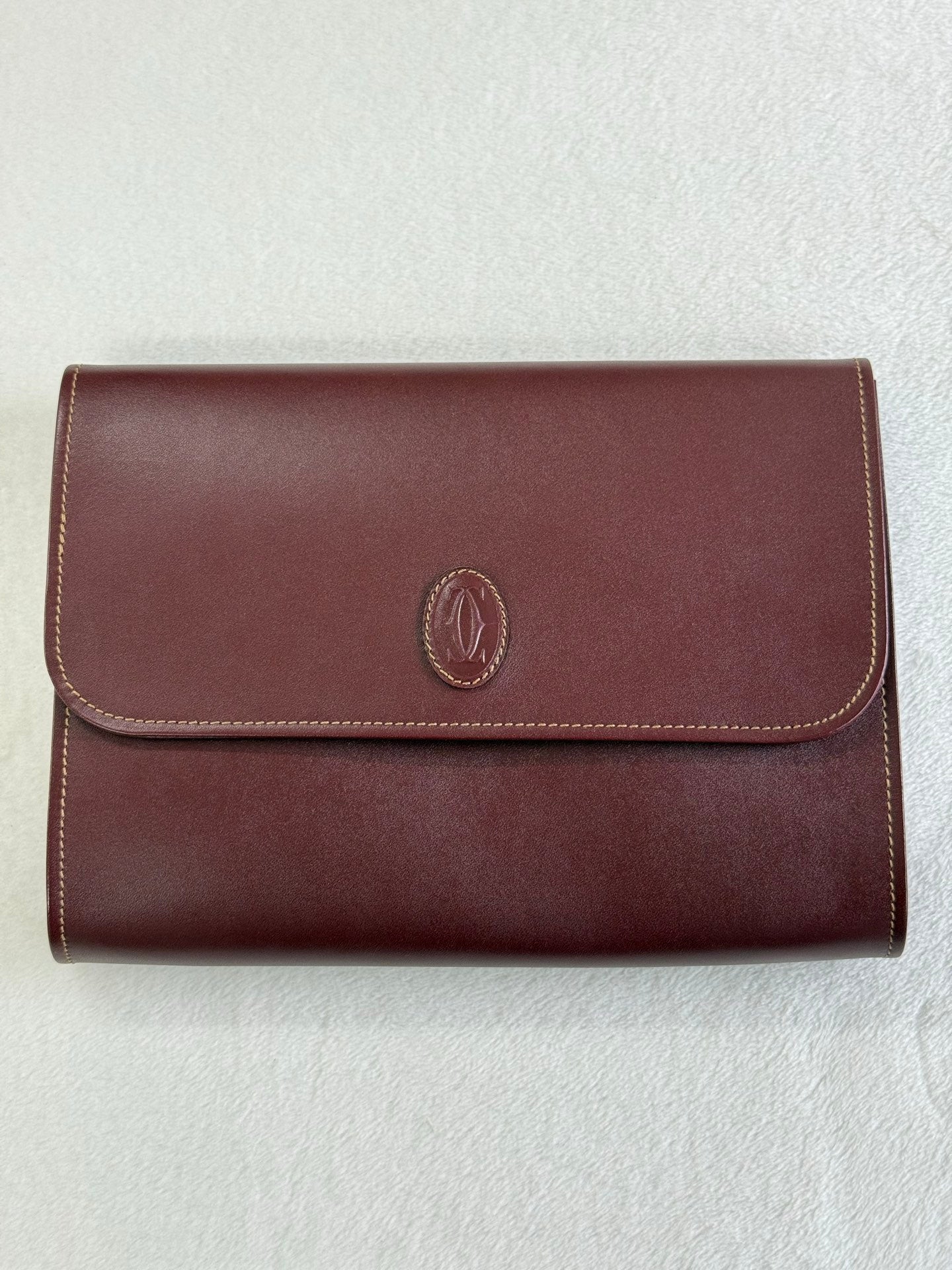 Cartier Vintage Must de Cartier Bordeaux Leather Clutch Bag