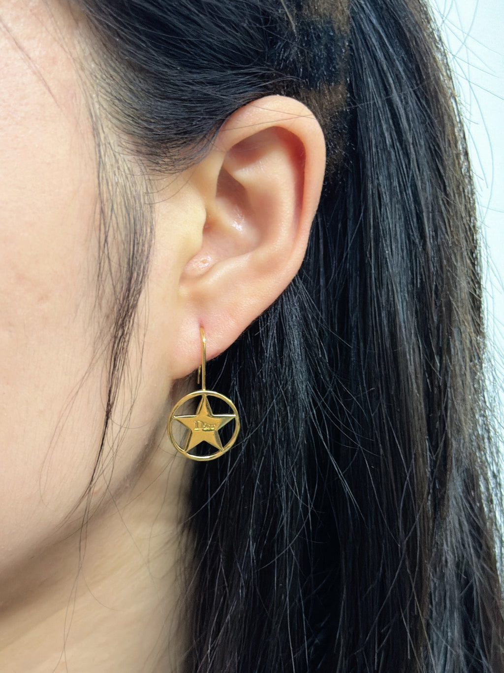 Christian Dior Vintage Logo Star Gold Plated Earrings