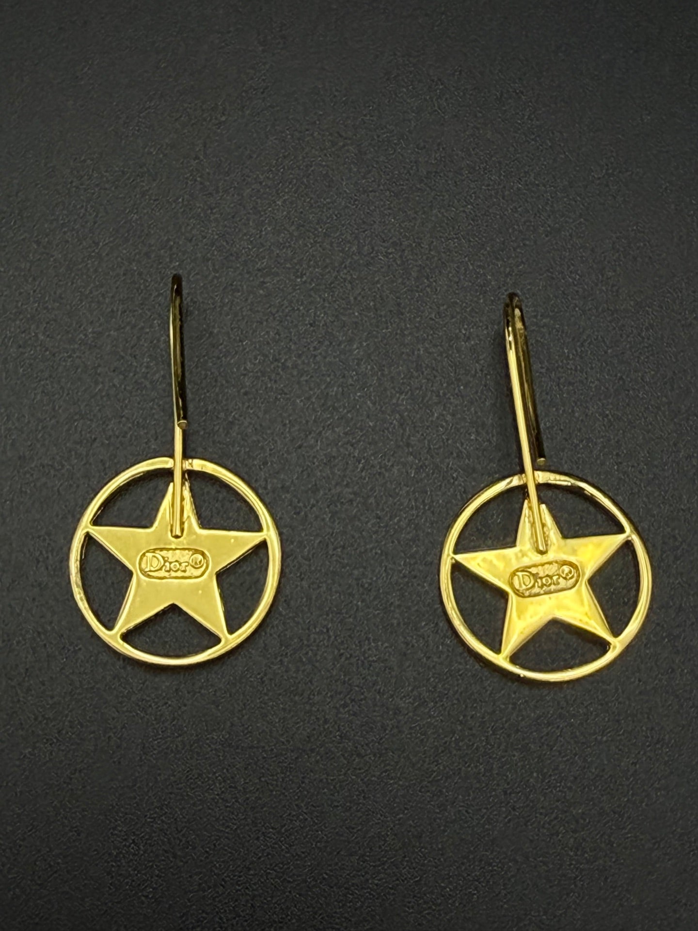 Christian Dior Vintage Logo Star Gold Plated Earrings