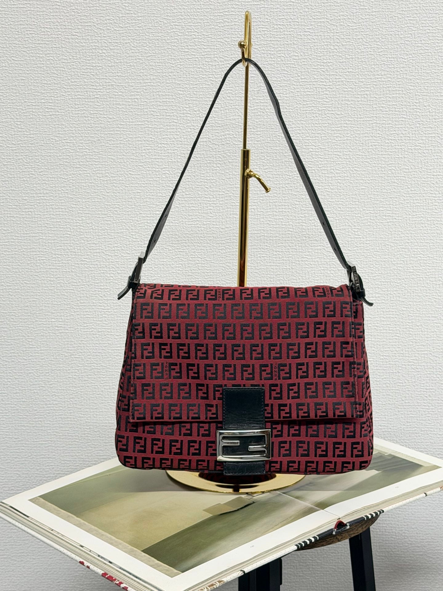 Fendi Vintage Red Zucchino Mamma Baguette Bag