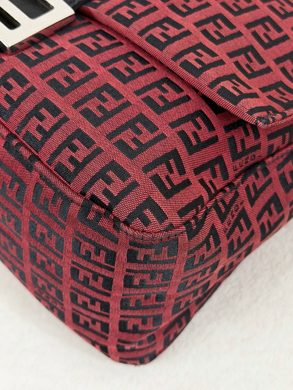 Fendi Vintage Red Zucchino Mamma Baguette Bag