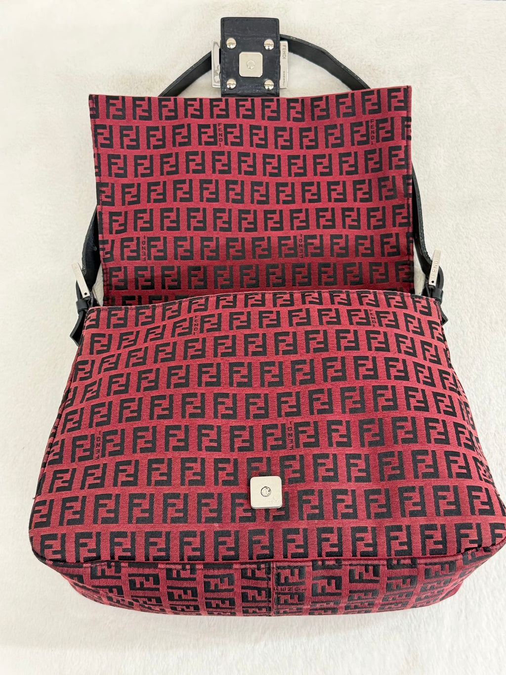 Fendi Vintage Red Zucchino Mamma Baguette Bag