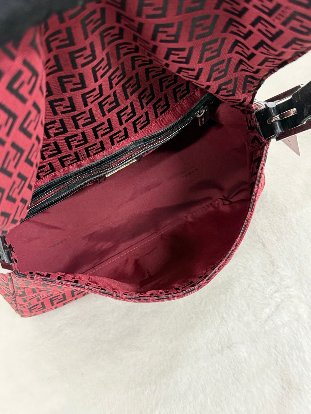 Fendi Vintage Red Zucchino Mamma Baguette Bag