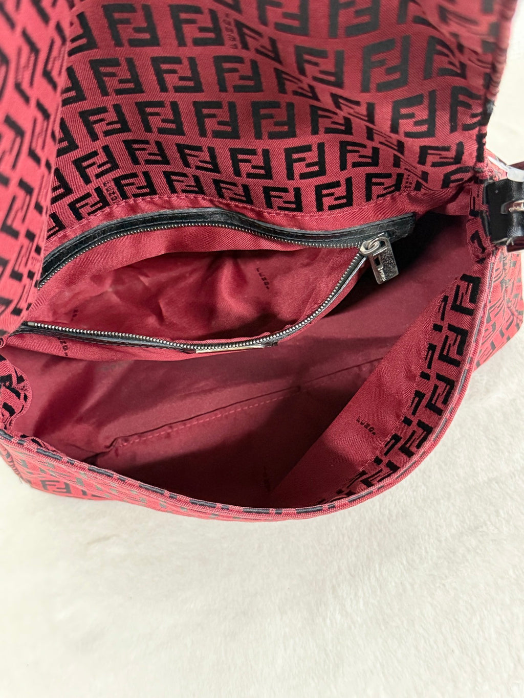Fendi Vintage Red Zucchino Mamma Baguette Bag