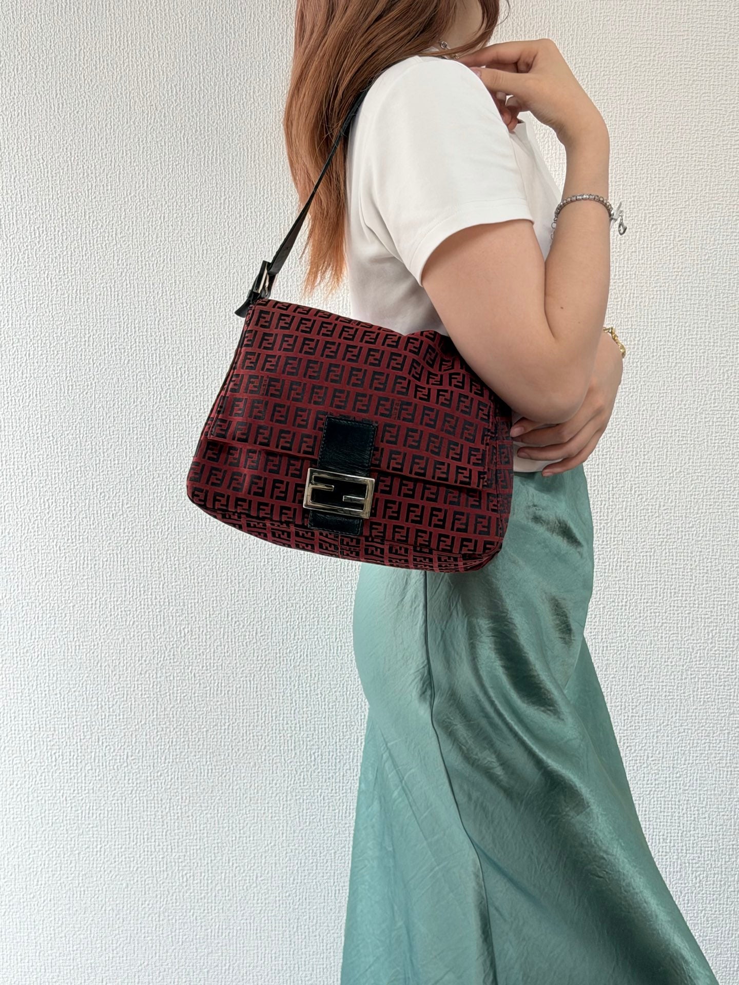 Fendi Vintage Red Zucchino Mamma Baguette Bag