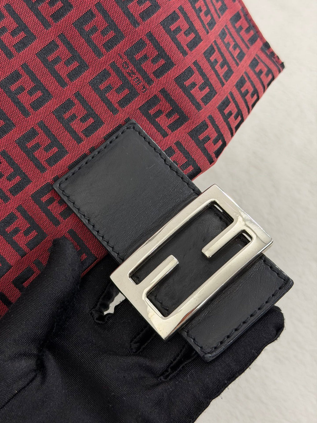 Fendi Vintage Red Zucchino Mamma Baguette Bag