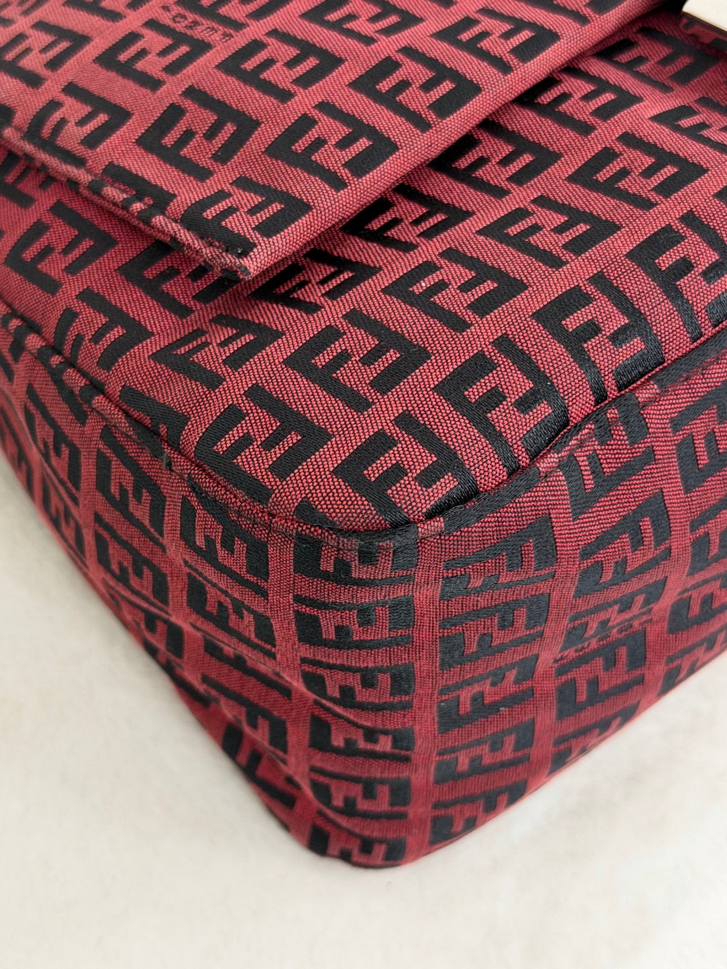 Fendi Vintage Red Zucchino Mamma Baguette Bag