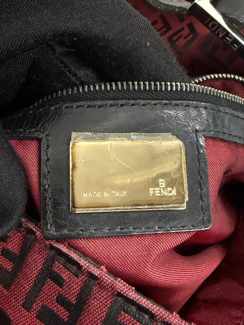 Fendi Vintage Red Zucchino Mamma Baguette Bag