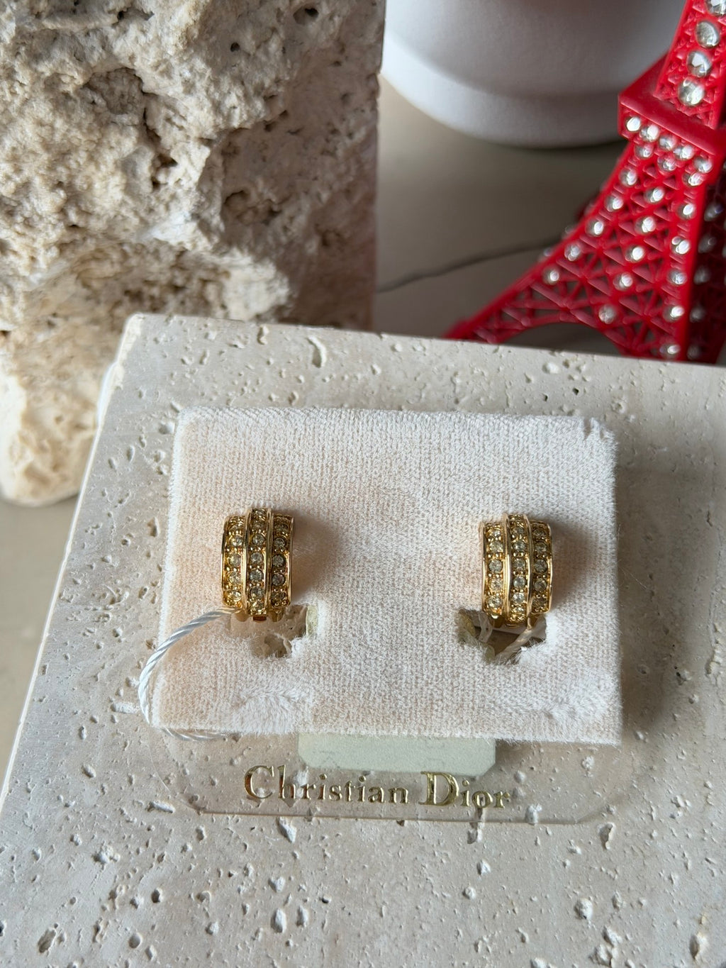 CHRISTIAN DIOR Rheinstone-embellished Clip On Earrings
