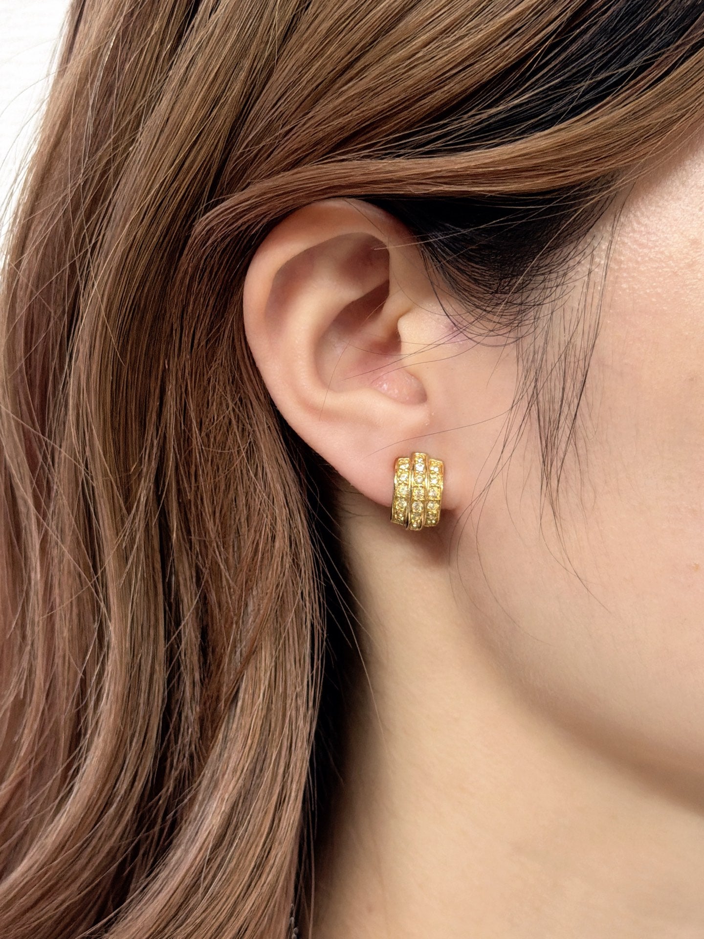 CHRISTIAN DIOR Rheinstone-embellished Clip On Earrings