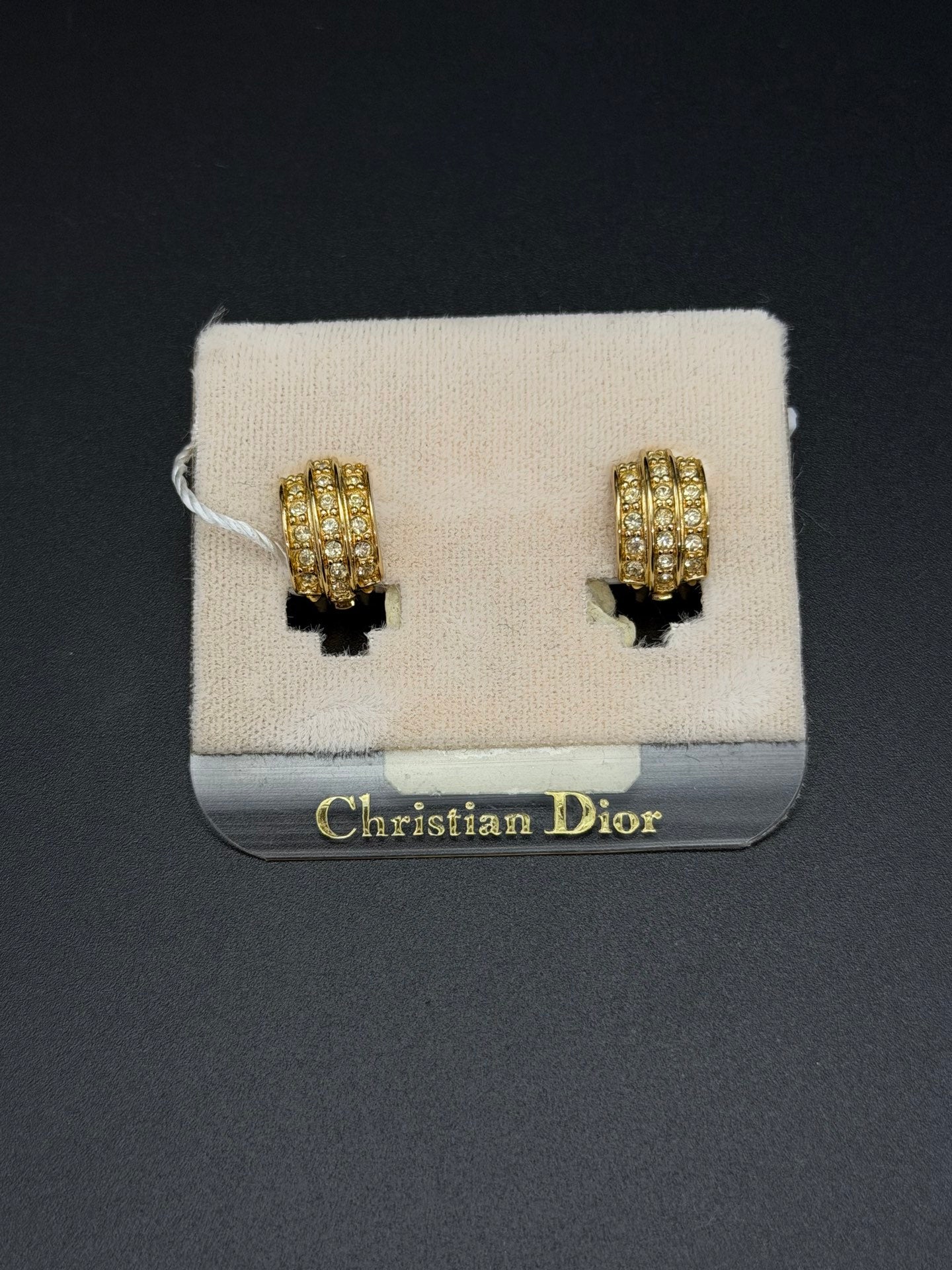 CHRISTIAN DIOR Rheinstone-embellished Clip On Earrings