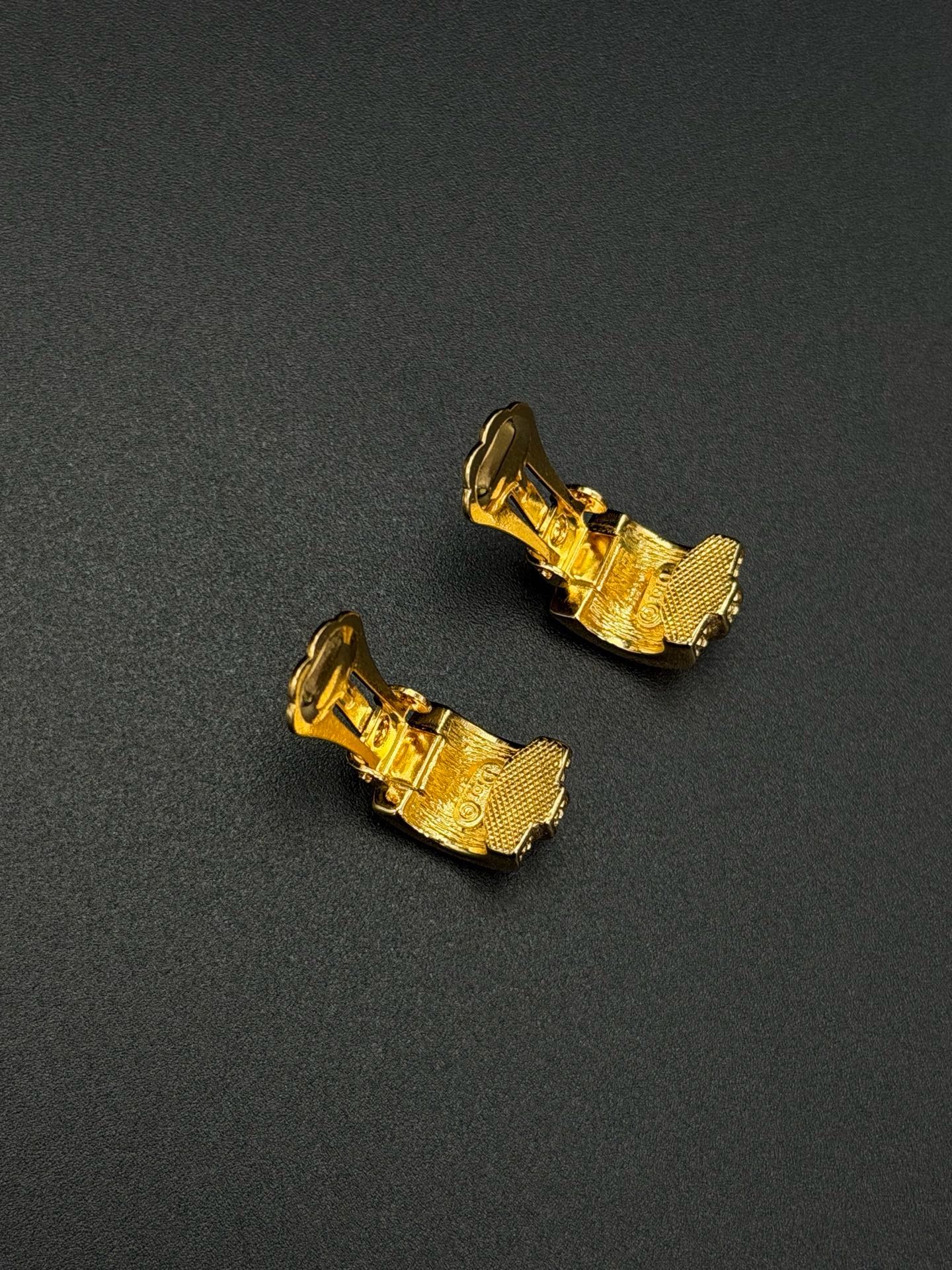 CHRISTIAN DIOR Rheinstone-embellished Clip On Earrings