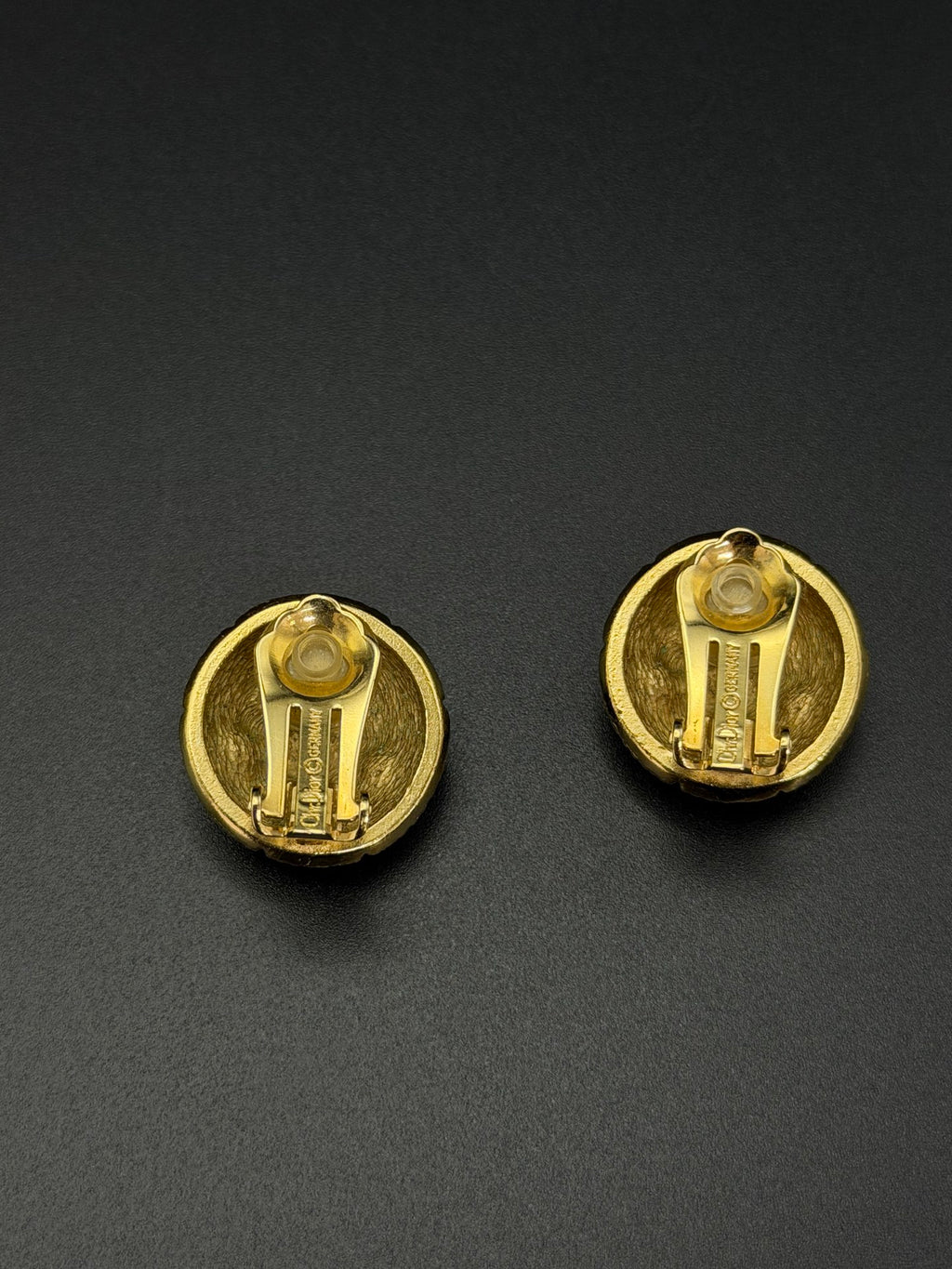Christian Dior Vintage Rhinestone Button Clip Earrings