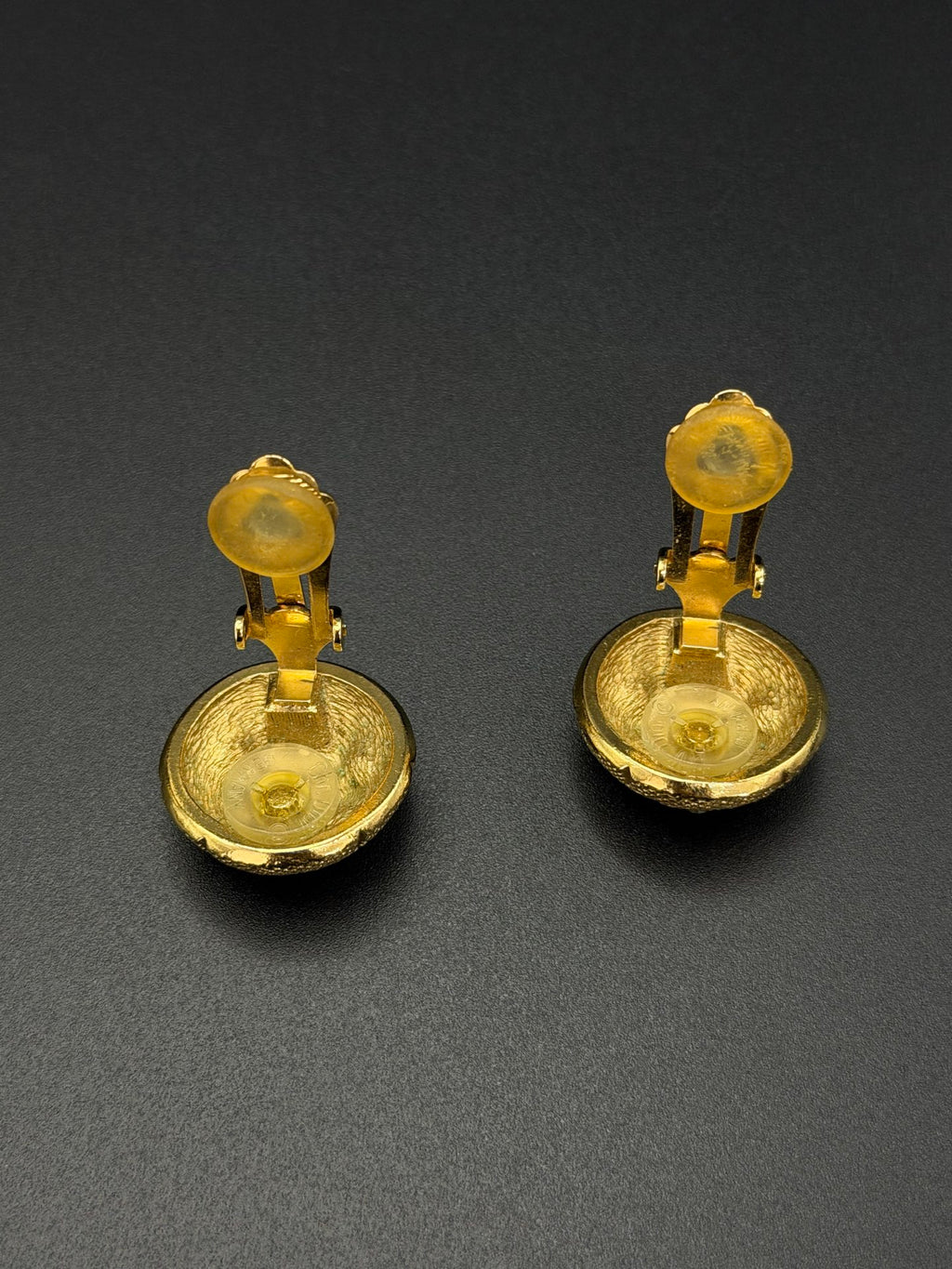 Christian Dior Vintage Rhinestone Button Clip Earrings