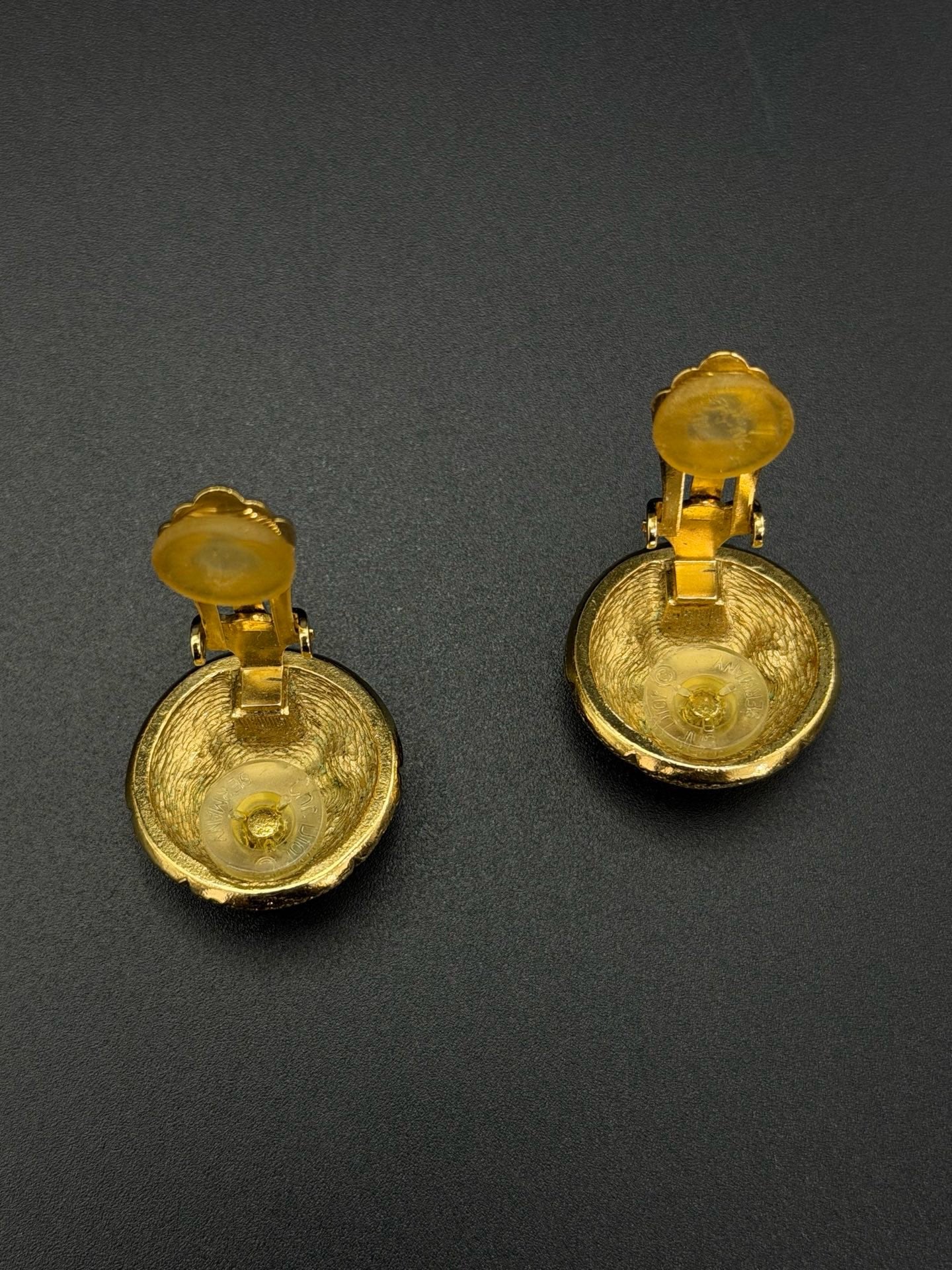 Christian Dior Vintage Rhinestone Button Clip Earrings