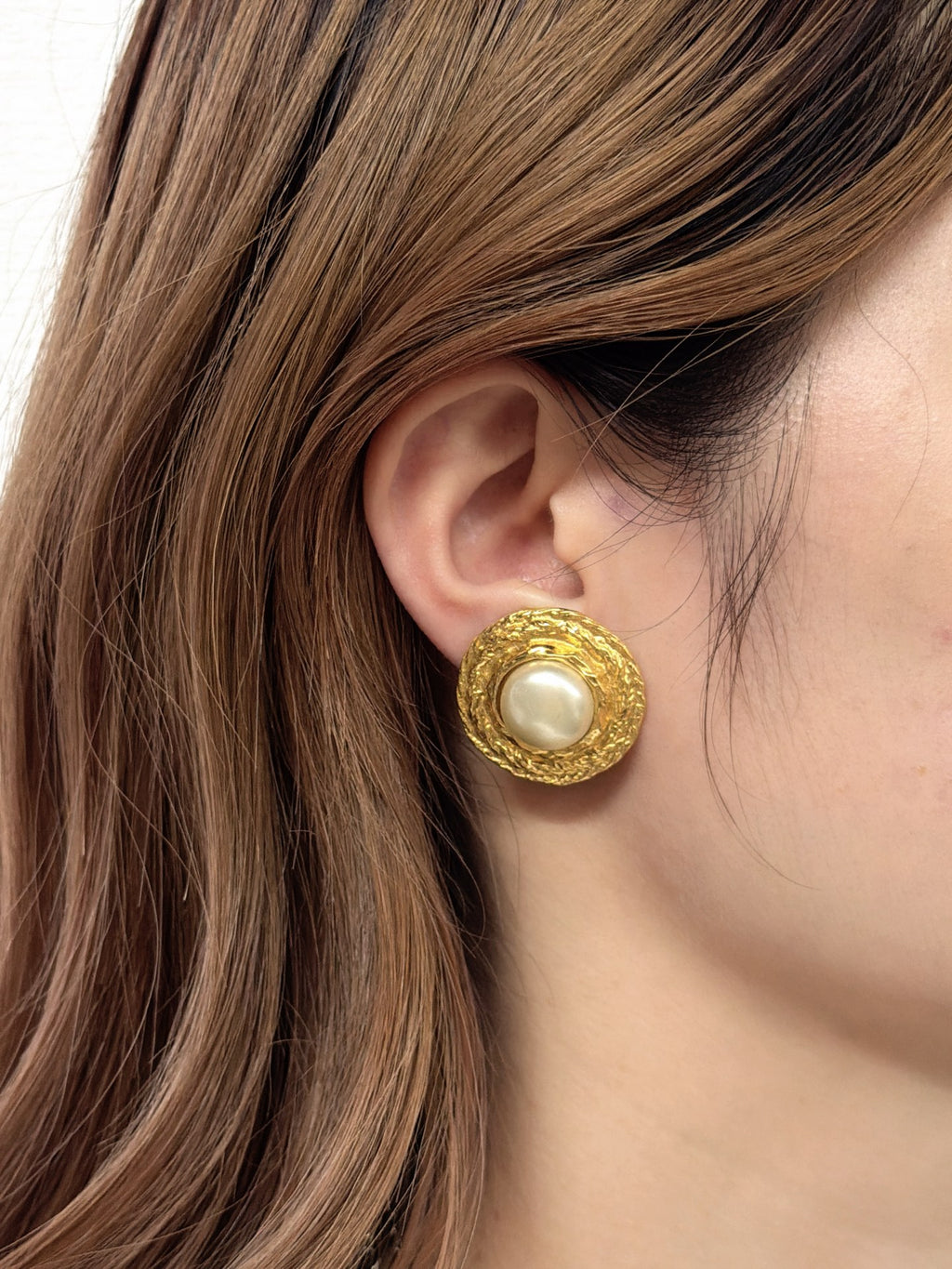Christian Dior Vintage Large Round Pearl Rope Twist Earrings