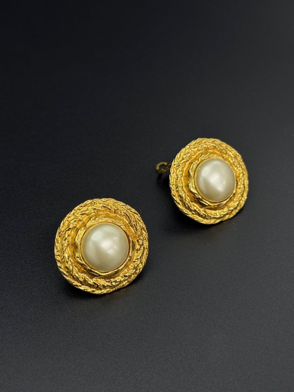 Christian Dior Vintage Large Round Pearl Rope Twist Earrings