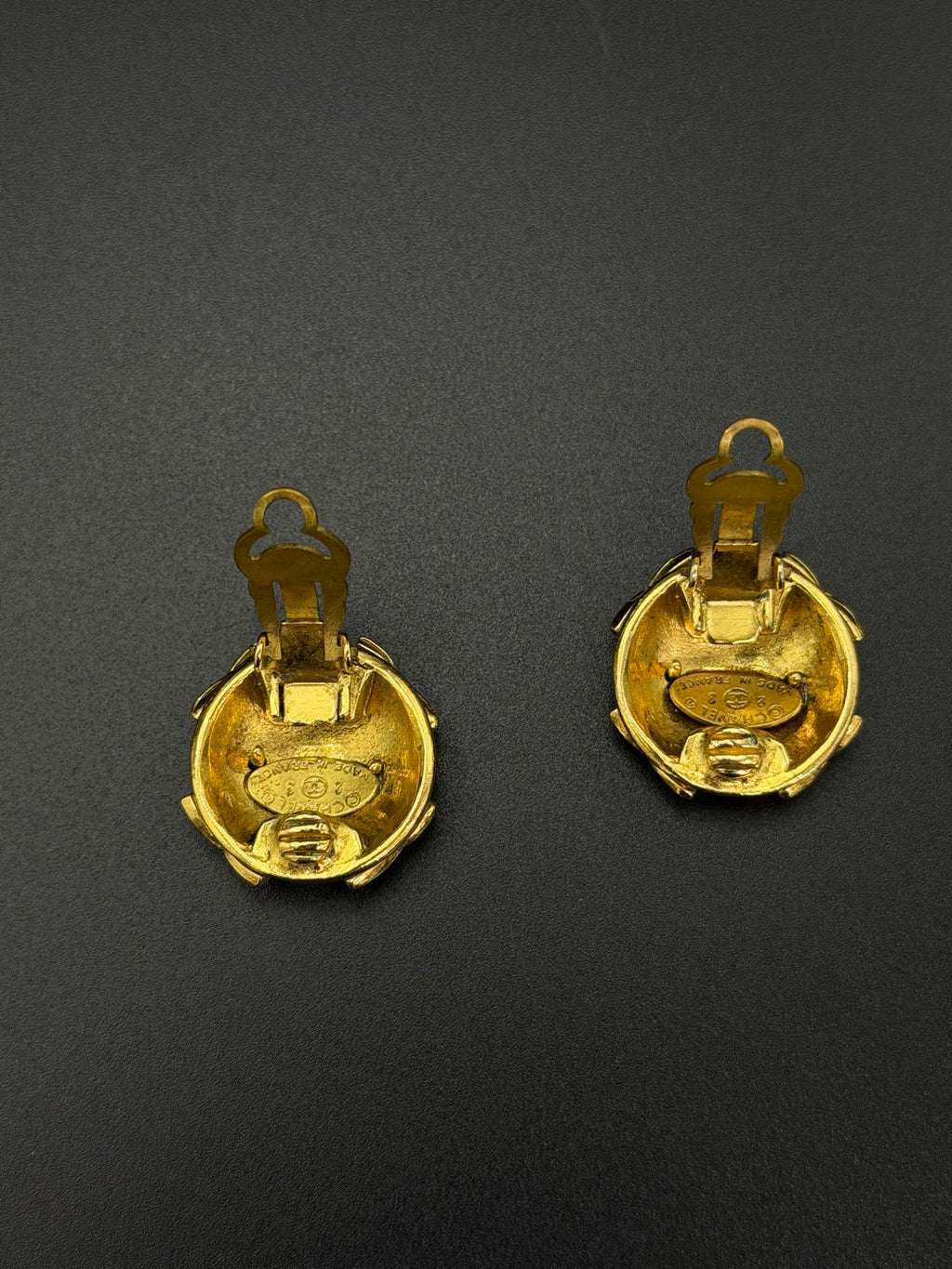 Chanel Vintage Interlocking CC Rhinestone Knot Dome Earrings