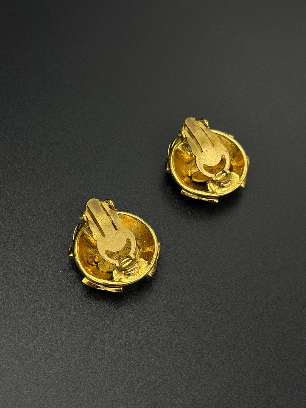 Chanel Vintage Interlocking CC Rhinestone Knot Dome Earrings