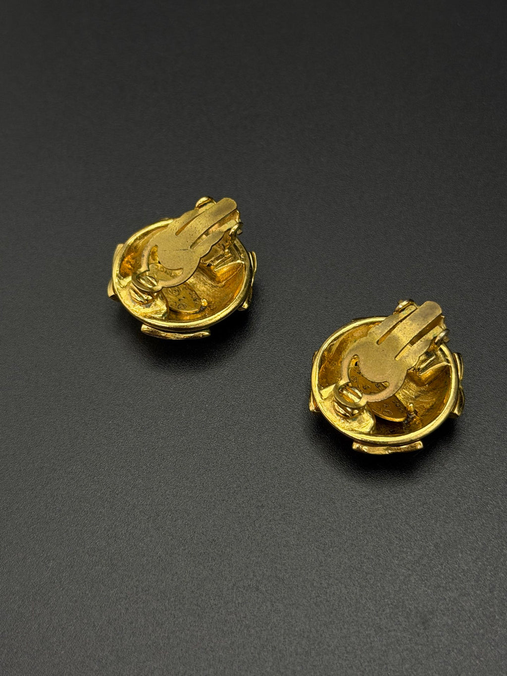 Chanel Vintage Interlocking CC Rhinestone Knot Dome Earrings
