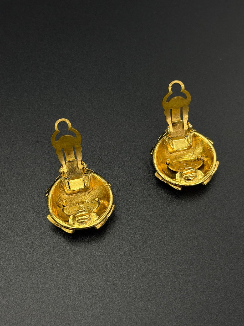 Chanel Vintage Interlocking CC Rhinestone Knot Dome Earrings