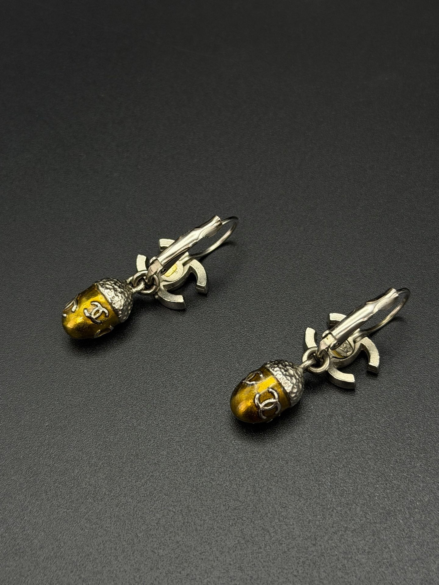 Chanel 2005 Autumn Collection Acorn CC Drop Earrings