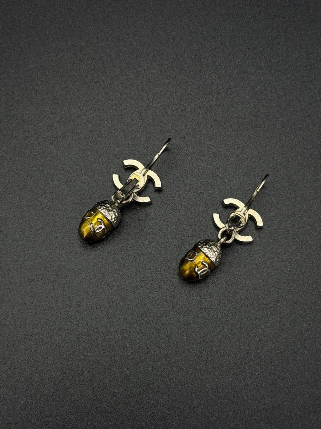 Chanel 2005 Autumn Collection Acorn CC Drop Earrings
