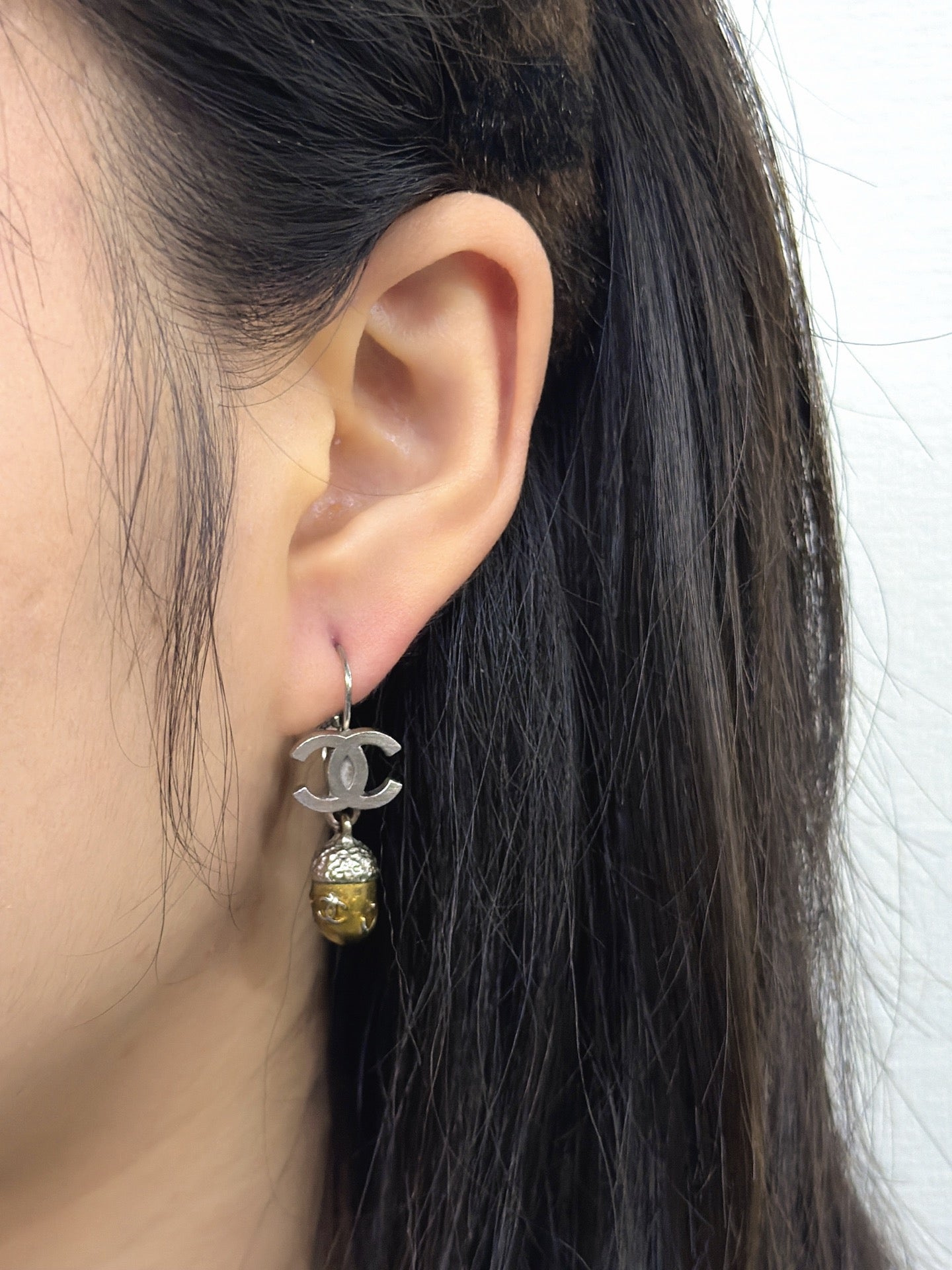 Chanel 2005 Autumn Collection Acorn CC Drop Earrings