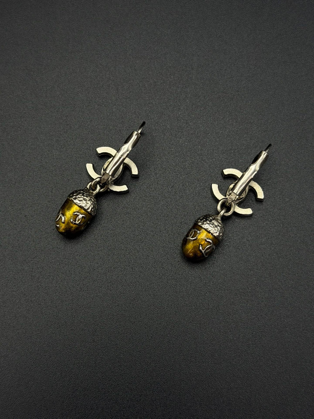 Chanel 2005 Autumn Collection Acorn CC Drop Earrings