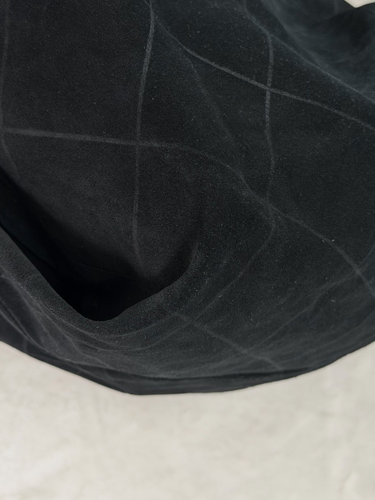 Chanel Black Quilted Suede Hobo Bag