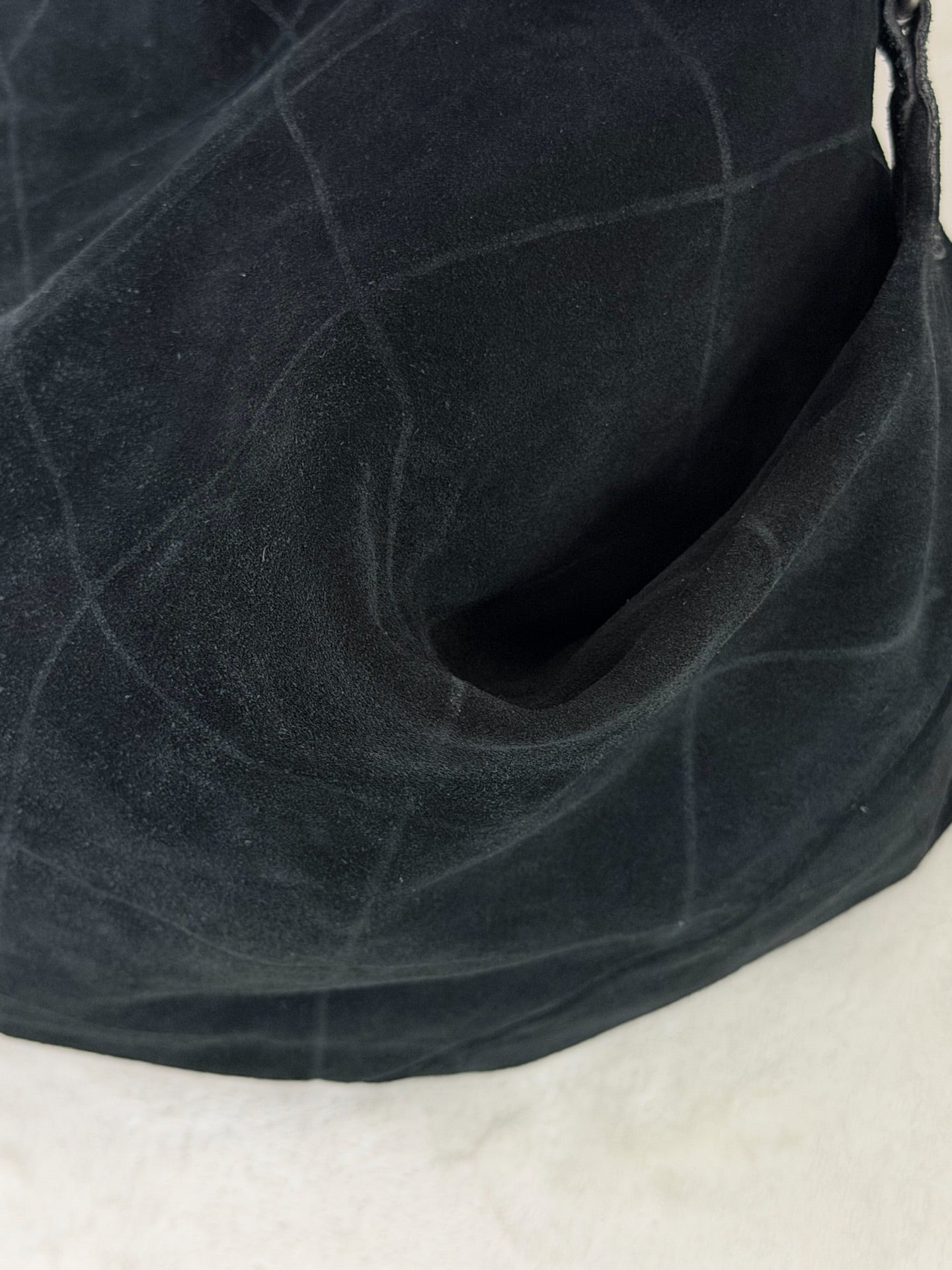 Chanel Black Quilted Suede Hobo Bag