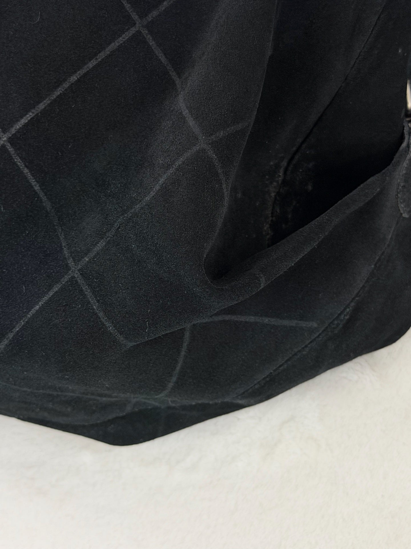 Chanel Black Quilted Suede Hobo Bag