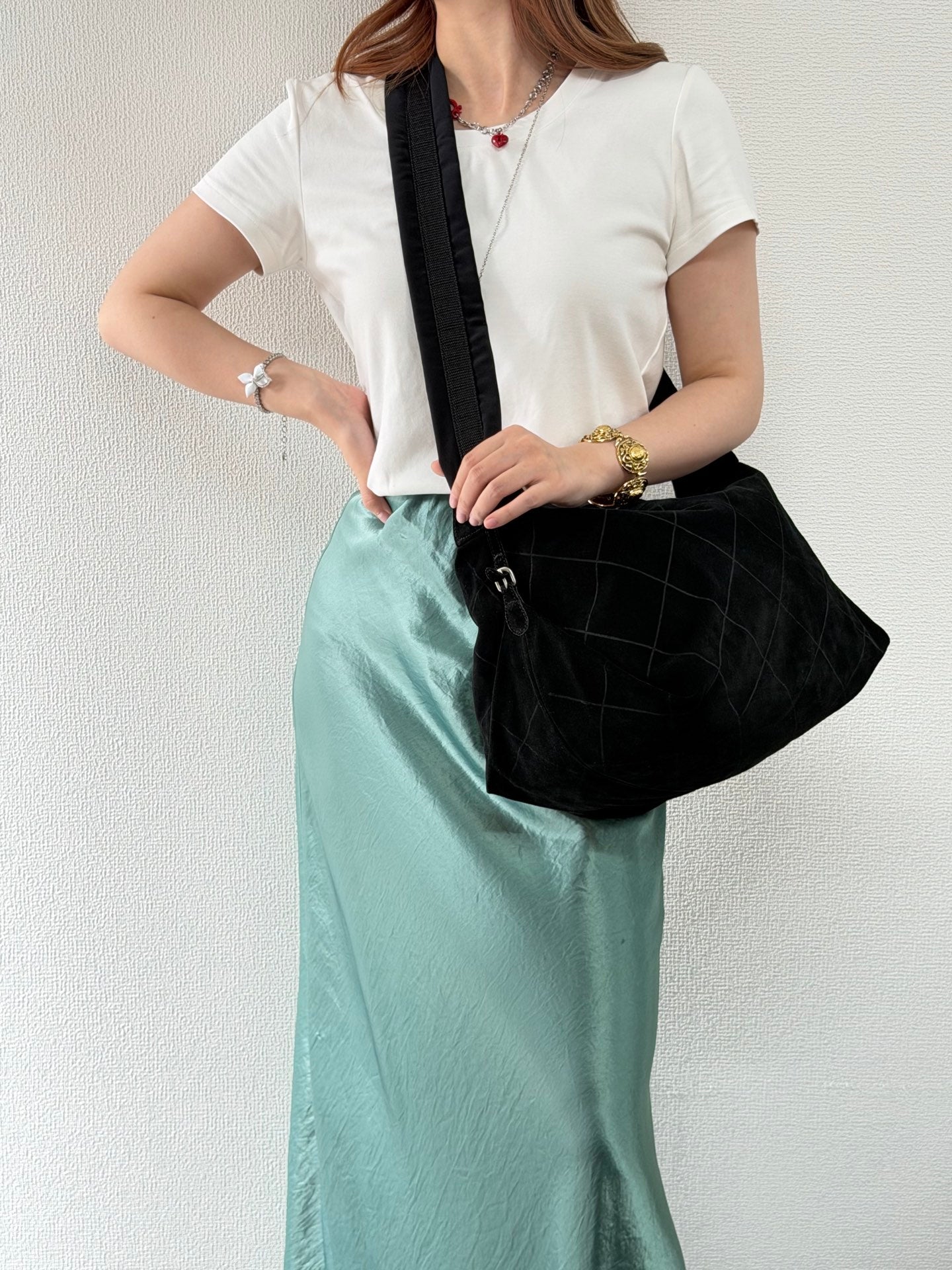 Chanel Black Quilted Suede Hobo Bag