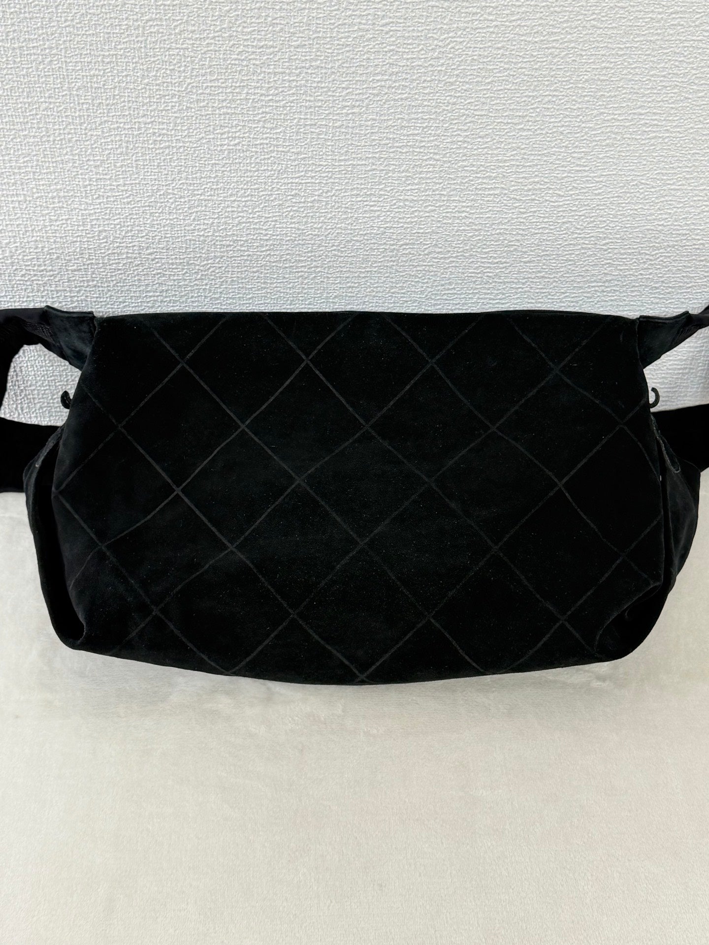 Chanel Black Quilted Suede Hobo Bag