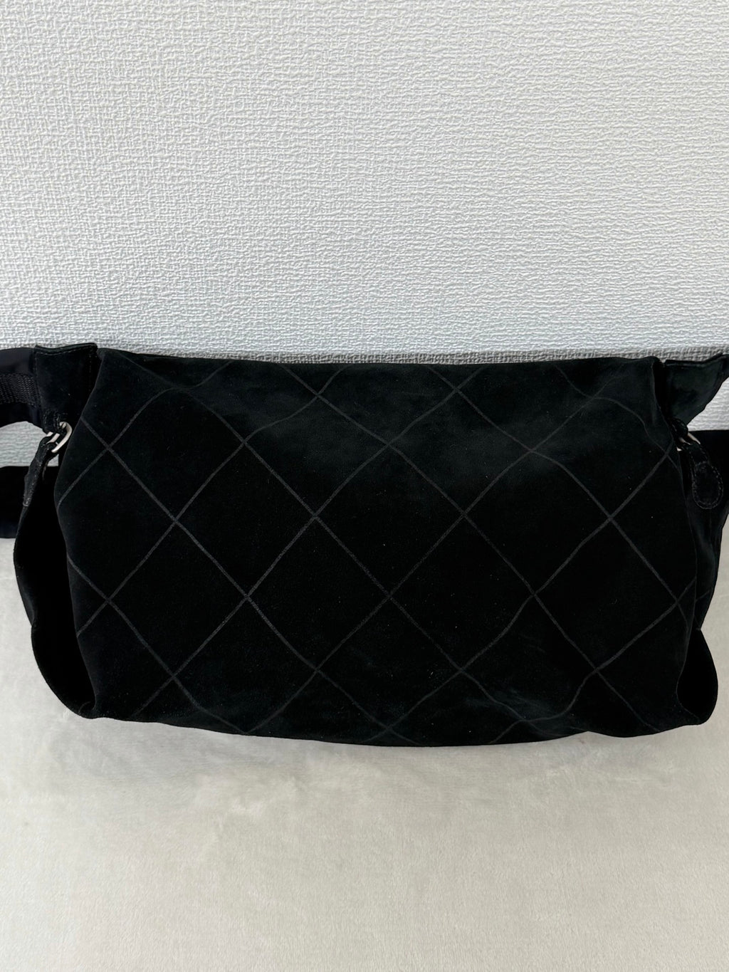 Chanel Black Quilted Suede Hobo Bag