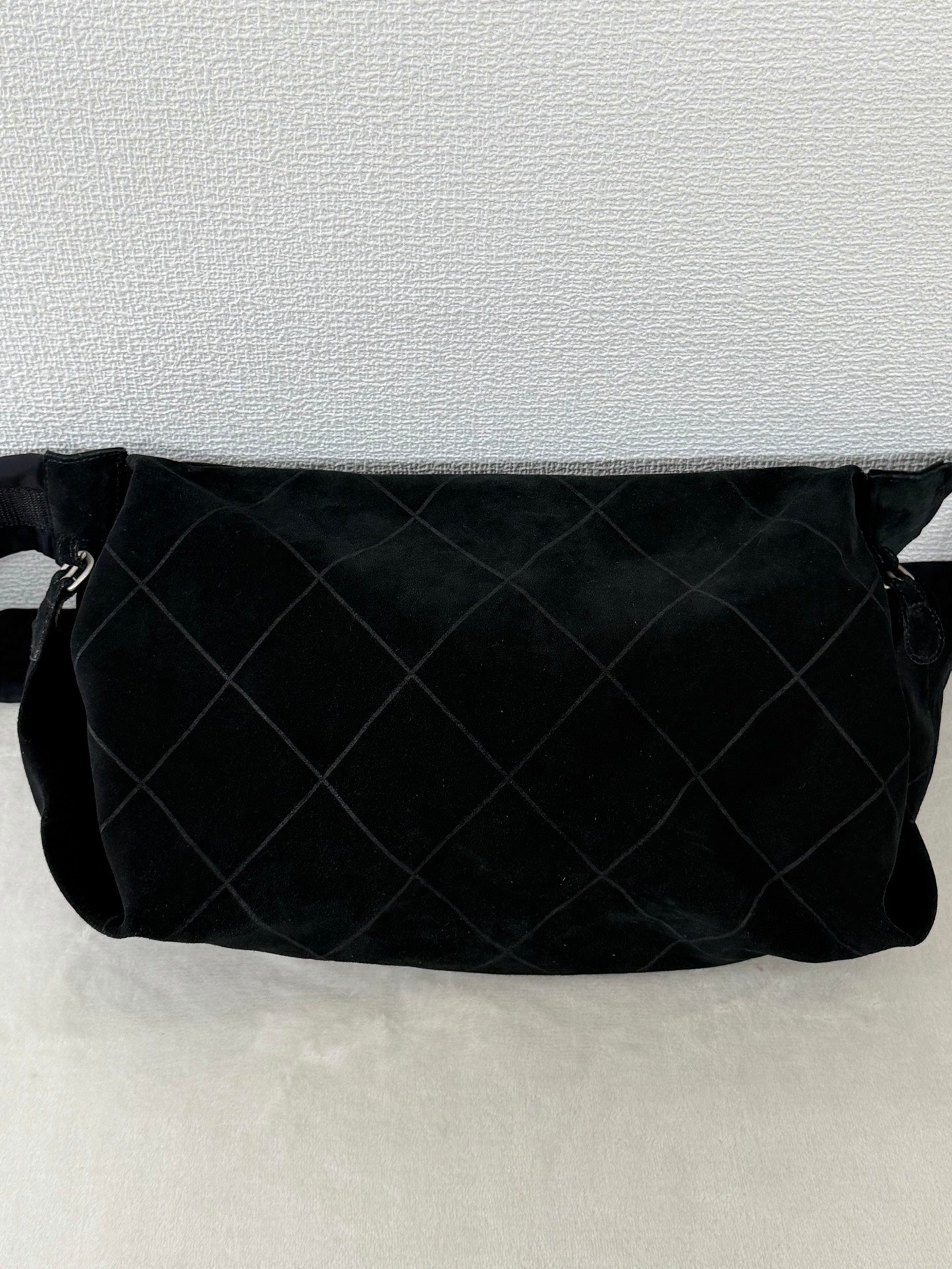 Chanel Black Quilted Suede Hobo Bag
