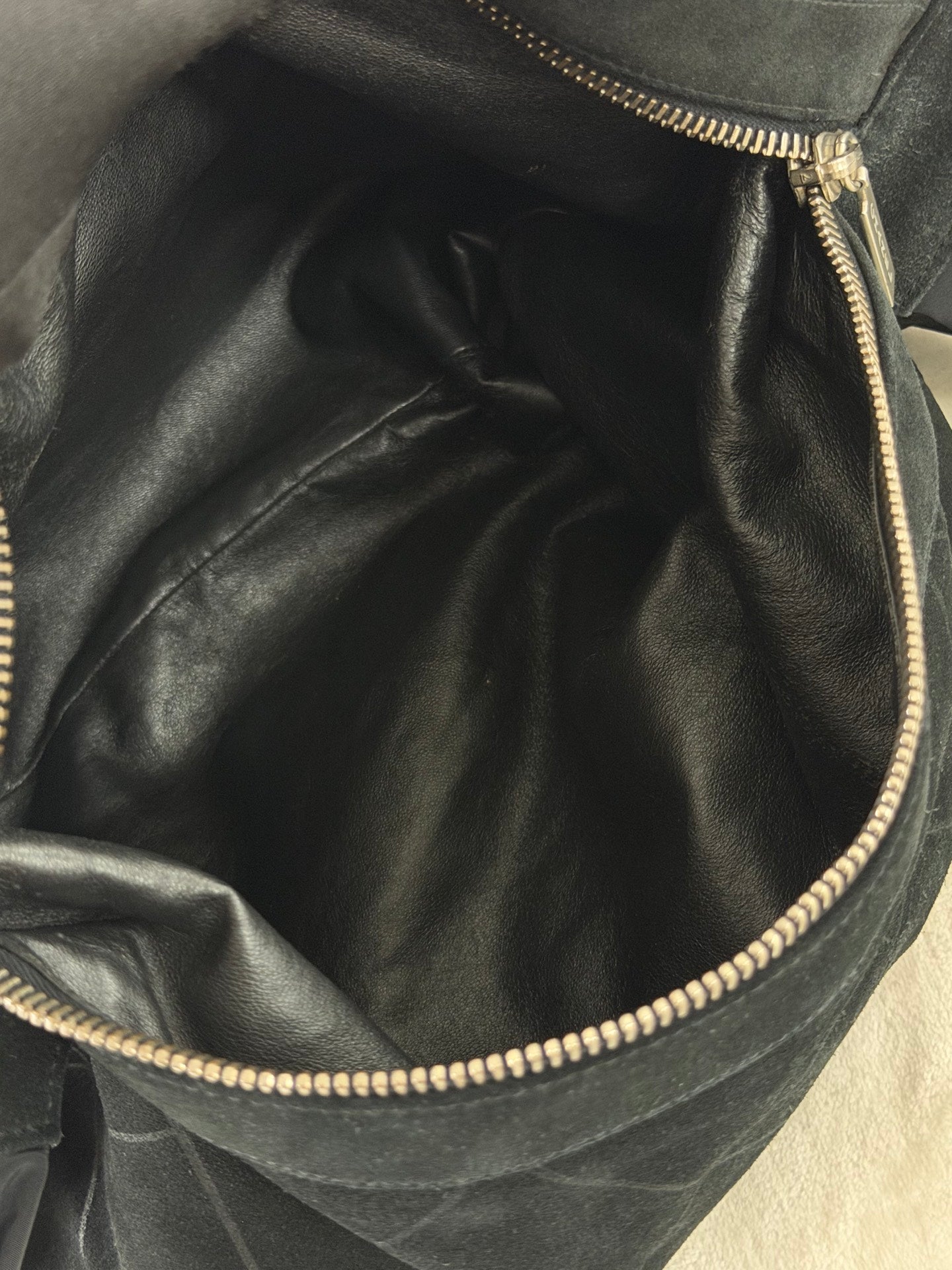 Chanel Black Quilted Suede Hobo Bag