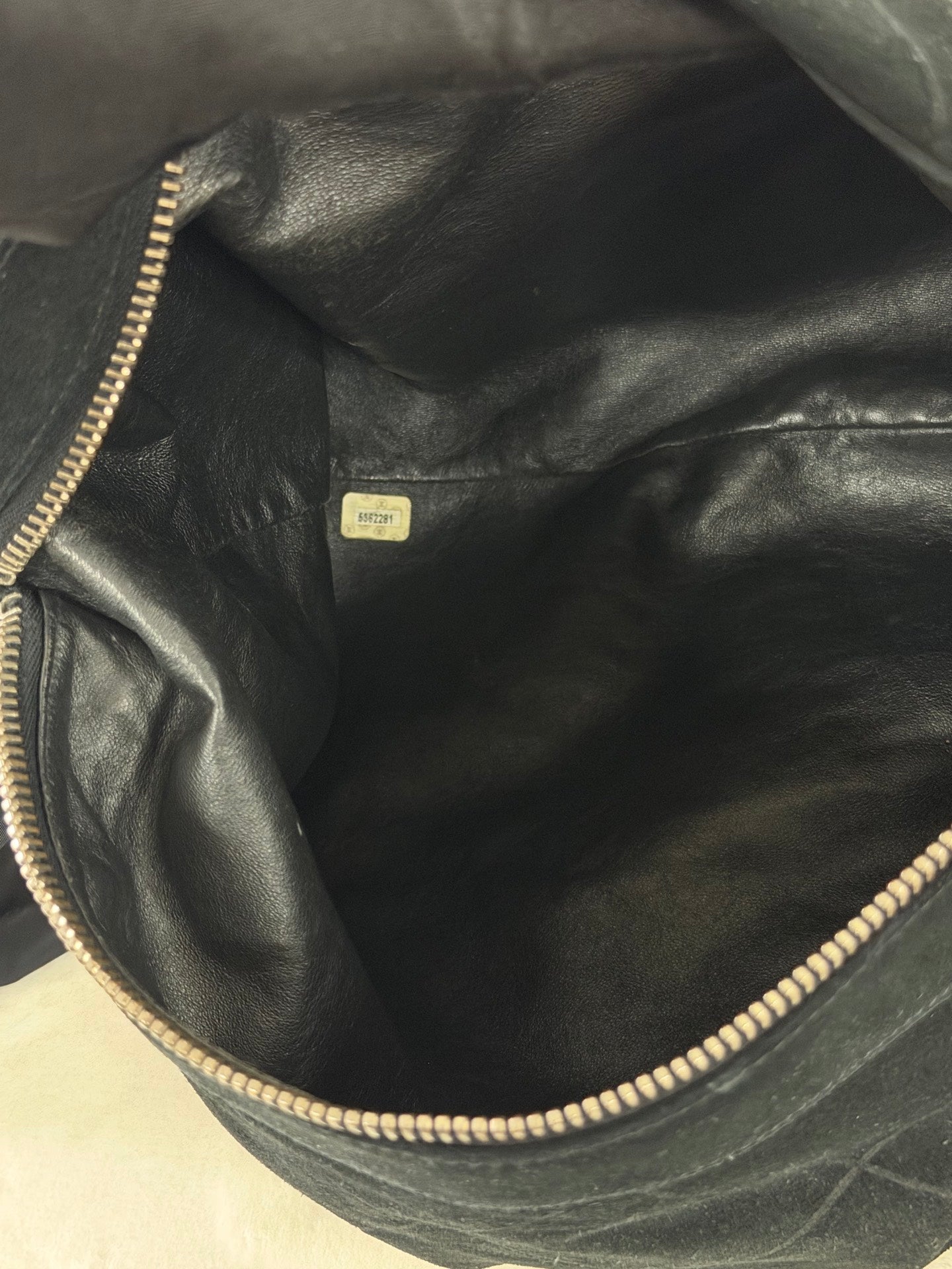 Chanel Black Quilted Suede Hobo Bag