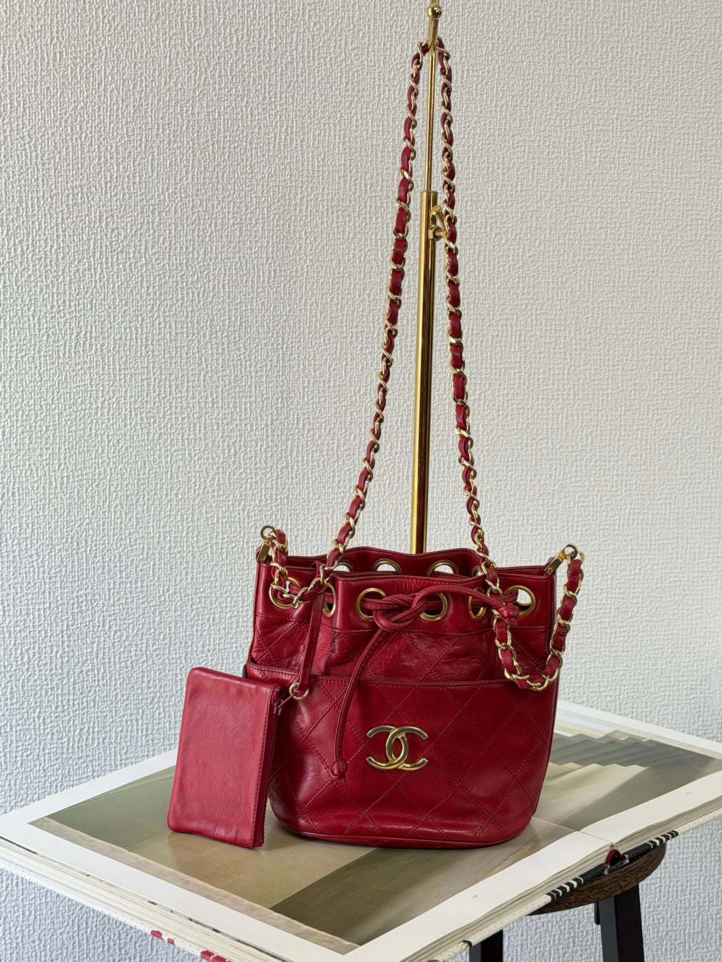Chanel Quilted CC Drawstring Bucket Bag