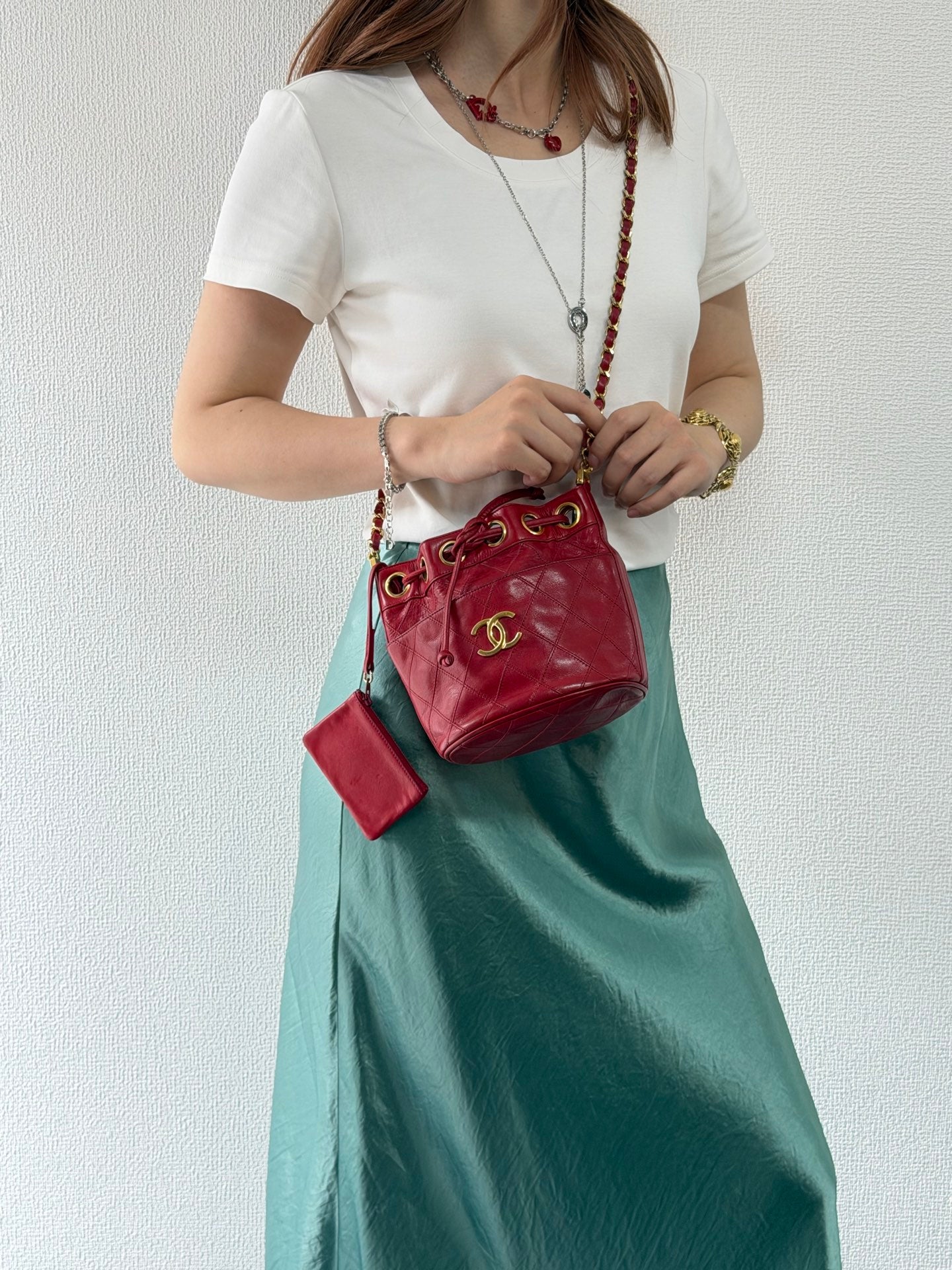 Chanel Quilted CC Drawstring Bucket Bag