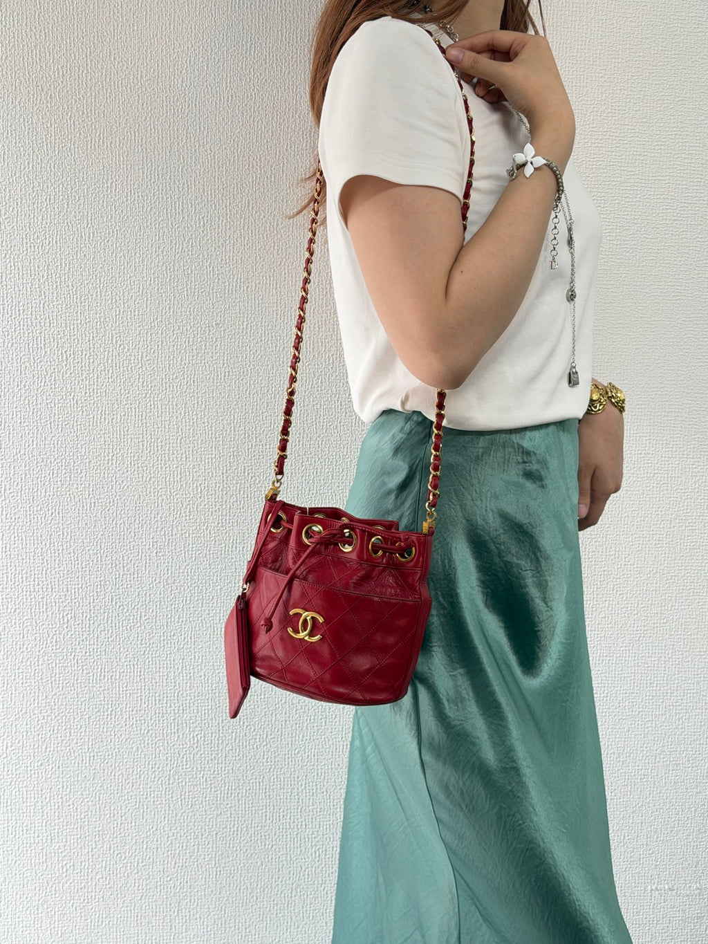 Chanel Quilted CC Drawstring Bucket Bag