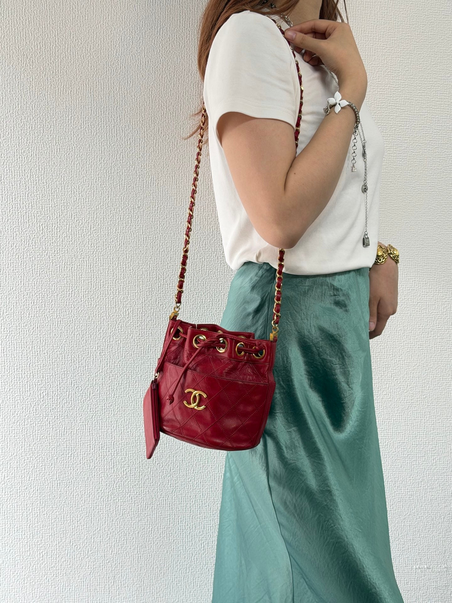 Chanel Quilted CC Drawstring Bucket Bag