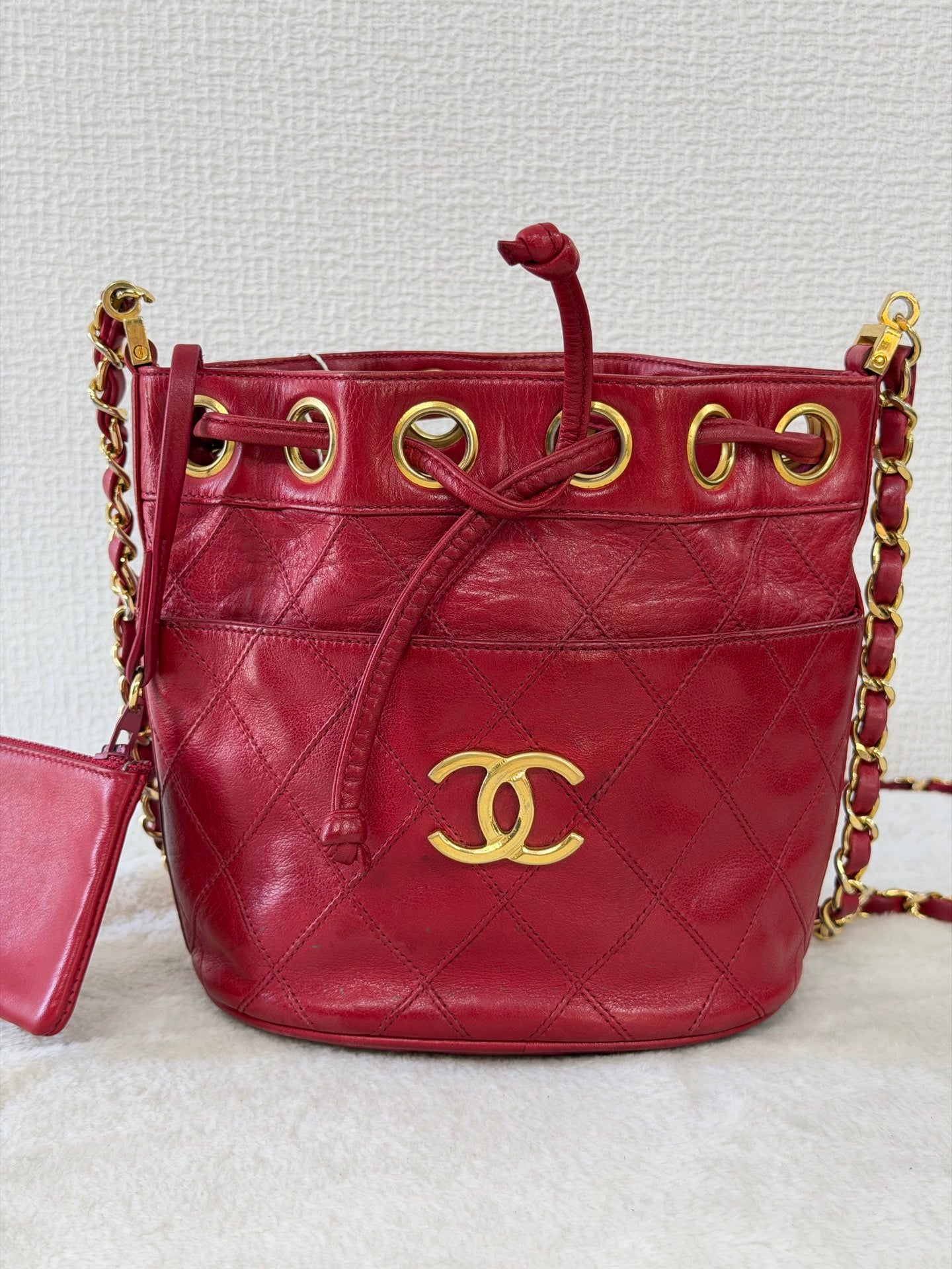 Chanel Quilted CC Drawstring Bucket Bag