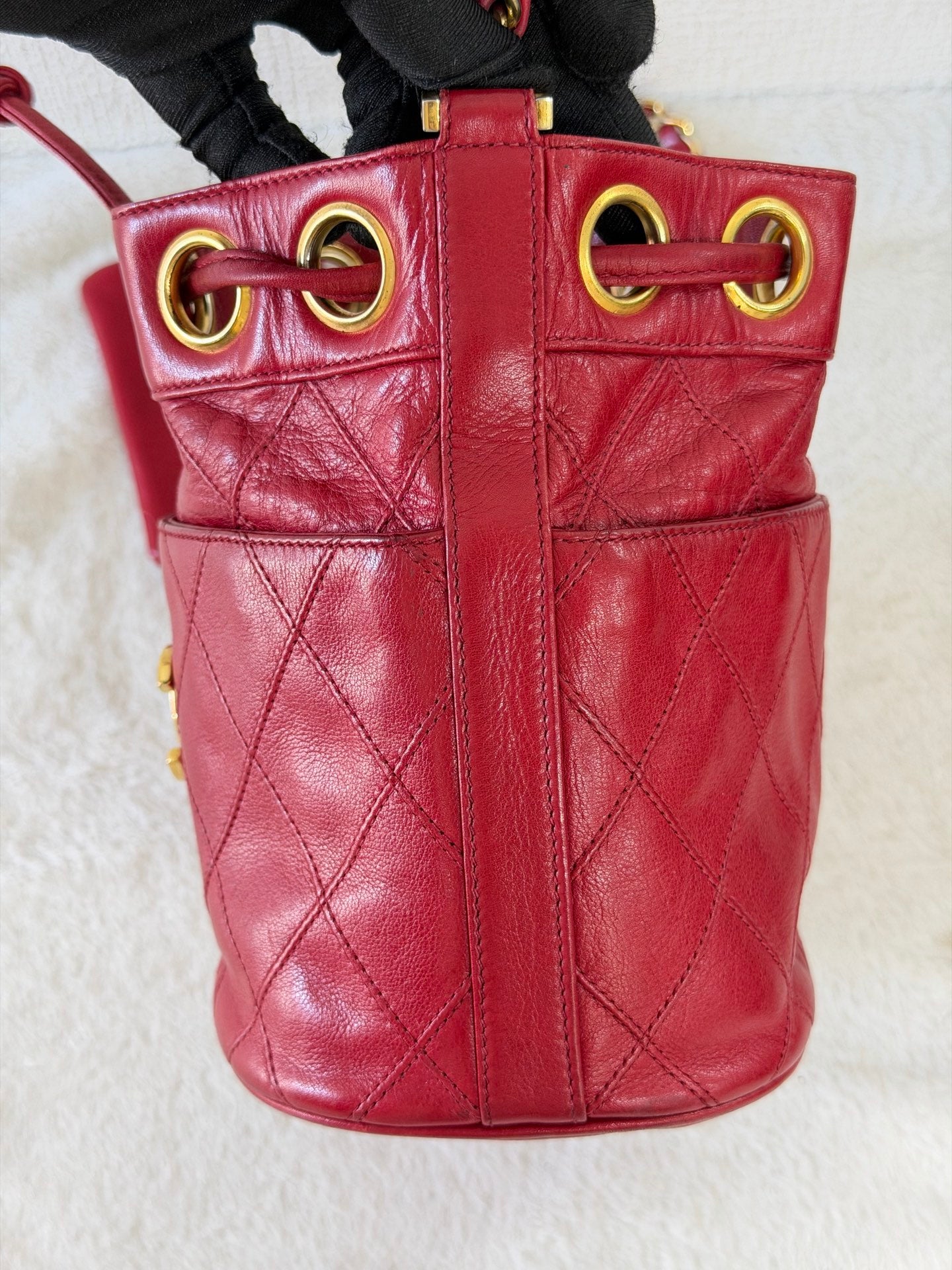 Chanel Quilted CC Drawstring Bucket Bag