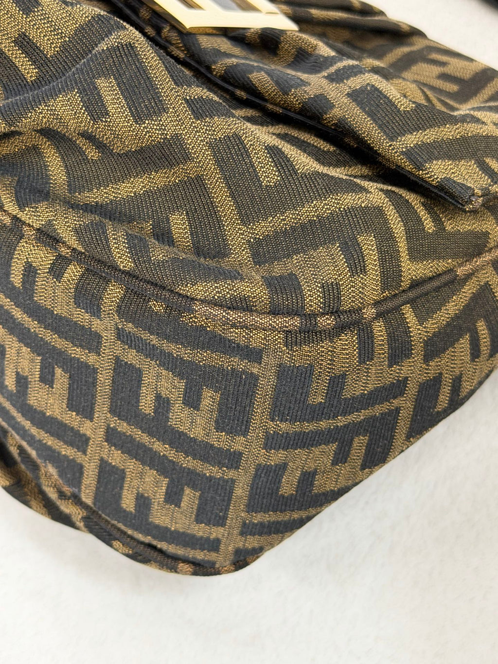 Fendi Tobacco Zucca Print Canvas Mia Flap Shoulder Bag