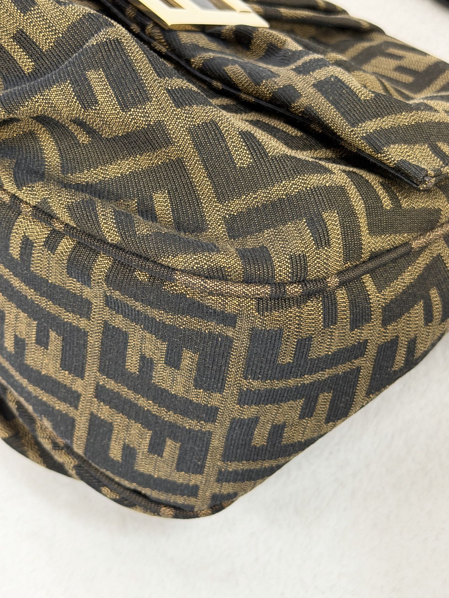 Fendi Tobacco Zucca Print Canvas Mia Flap Shoulder Bag