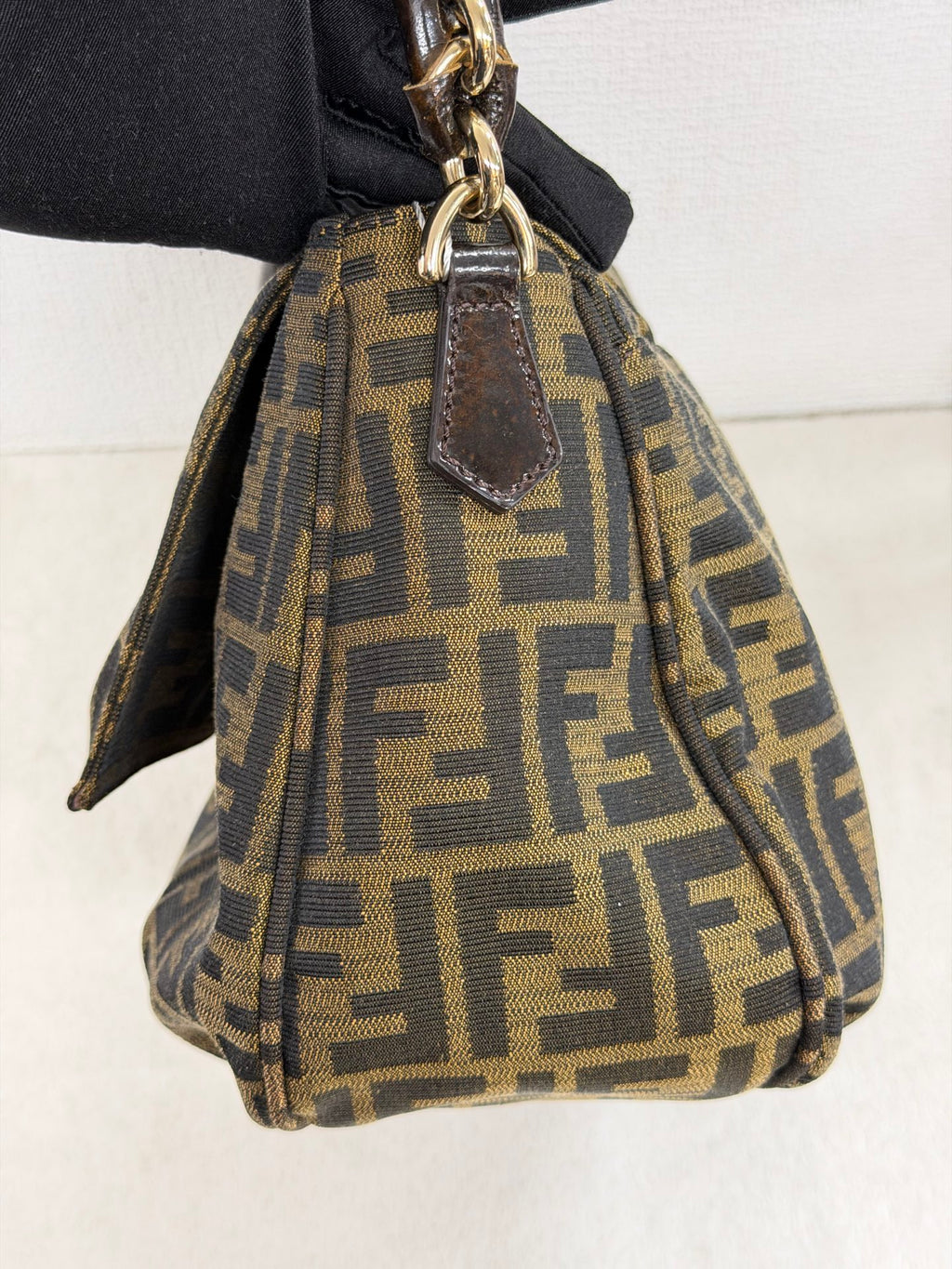 Fendi Tobacco Zucca Print Canvas Mia Flap Shoulder Bag